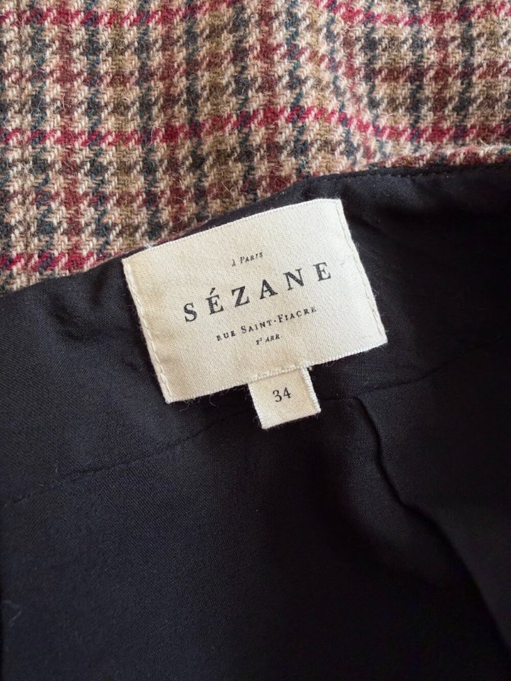 Sezane Malia Skirt - Brown Houndstooth - Size 2 US / 34 FR - Picture 5 of 8